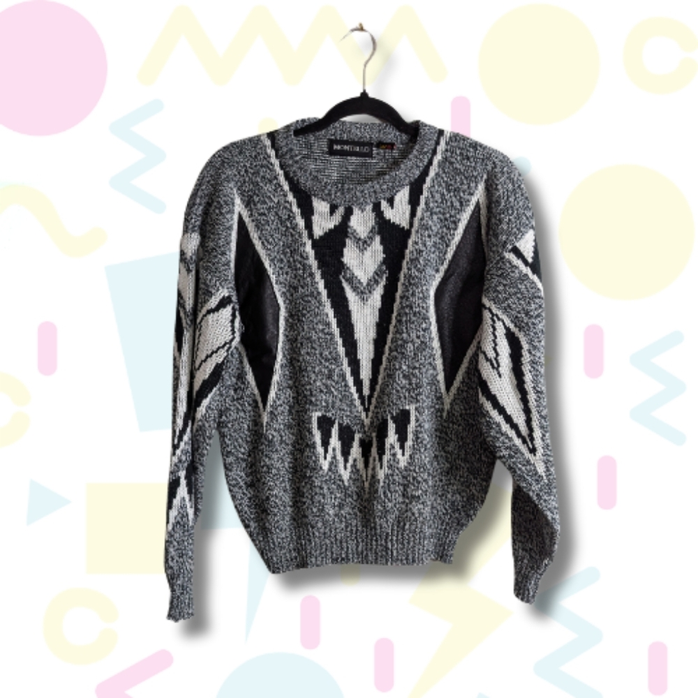 Vintage sweater with leather - Size S
